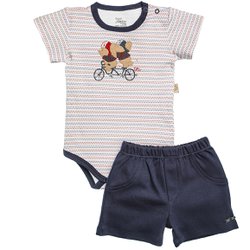 Conjunto de Bebê Body Curto Elefantinho e Short Marinho Conjunto de Bebê Body Curto Elefantinho e Short Marinho