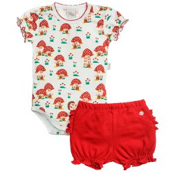 Conjunto de Bebê Body Cogumelos e Shorts Vermelho Conjunto de Bebê Body Cogumelos e Shorts Vermelho