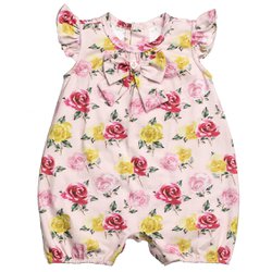 Macacão Curto para Bebê Flores Rosa Macacão Curto para Bebê Flores Rosa