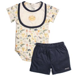 Conjunto de Bebê Body Curto, Babador e Short Floresta Conjunto de Bebê Body Curto, Babador e Short Floresta