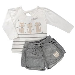Conjunto de Bebê Blusa Longa e Short Gatinhas Cinza Conjunto de Bebê Blusa Longa e Short Gatinhas Cinza