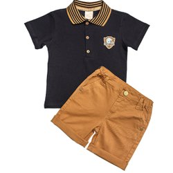 Conjunto Infantil Camisa Polo Marinho e Bermuda Conjunto Infantil Camisa Polo Marinho e Bermuda
