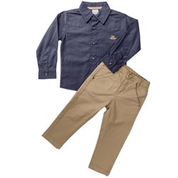 Conjunto Infantil Camisa Longa Jeans e Calça Sarja Conjunto Infantil Camisa Longa Jeans e Calça Sarja