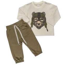 Conjunto Infantil Camiseta Longa Urso e Calça Verde Conjunto Infantil Camiseta Longa Urso e Calça Verde