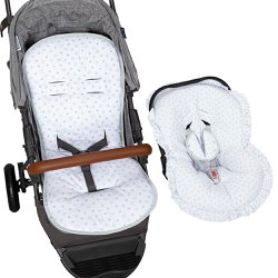 Capa de Carrinho e Bebê Conforto Estrelinha Cinza Capa de Carrinho e Bebê Conforto Estrelinha Cinza