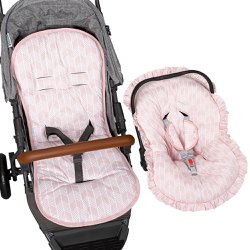 Capa de Carrinho e Bebê Conforto Borboletas Rosê Capa de Carrinho e Bebê Conforto Borboletas Rosê