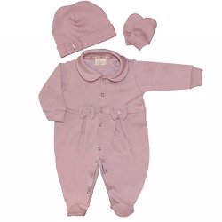 Macacão Longo de Bebê Princesinha Lily Rosê 3 Peças Macacão Longo de Bebê Princesinha Lily Rosê 3 Peças