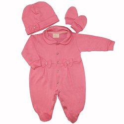 Macacão Longo de Bebê Princesinha Lily Rosa 3 Peças Macacão Longo de Bebê Princesinha Lily Rosa 3 Peças