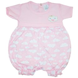Macacão Curto de Bebê Nuvem Rosa Macacão Curto de Bebê Nuvem Rosa