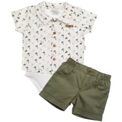 Conjunto de Bebê Camisa e Short Coqueiros Verde Conjunto de Bebê Camisa e Short Coqueiros Verde