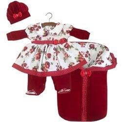 Saída de Maternidade Floral Vermelho Plush 3 Peças Saída de Maternidade Floral Vermelho Plush 3 Peças