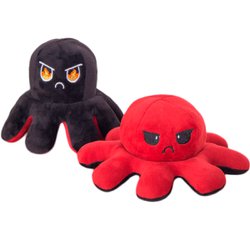 Polvo Reversível do Humor Pelúcia Vermelho Preto Polvo Reversível do Humor Pelúcia Vermelho Preto