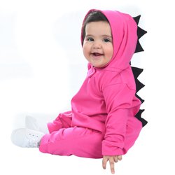 Macacão Longo de Bebê Dino Pink Macacão Longo de Bebê Dino Pink