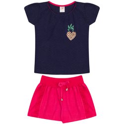 Conjunto Infantil Charme Marinho com Pink Conjunto Infantil Charme Marinho com Pink
