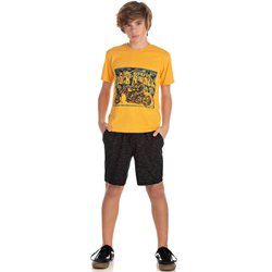 Conjunto Infantil Rock Mostarda com Preto Conjunto Infantil Rock Mostarda com Preto