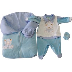 Saída de Maternidade Ursinho Théo 4 Peças Azul - Plush Saída de Maternidade Ursinho Théo 4 Peças Azul - Plush