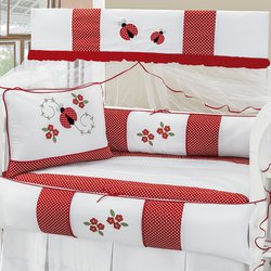 Kit Berço Joaninha Vermelho 8 Peças 100% Algodão Kit Berço Joaninha Vermelho 8 Peças 100% Algodão
