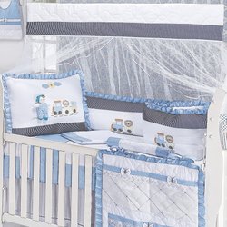 Kit Berço Eloy Azul 9 Peças 100% Algodão Kit Berço Eloy Azul 9 Peças 100% Algodão