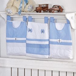 Porta Fraldas Para Varão Fred Branco - Azul 3 Peças Porta Fraldas Para Varão Fred Branco - Azul 3 Peças