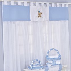 Cortina Quarto de Bebê Fred Azul 3 Peças Cortina Quarto de Bebê Fred Azul 3 Peças