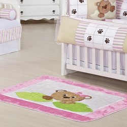 Tapete Pelúcia Antiderrapante Ursa Nina Rosa Tapete Pelúcia Antiderrapante Ursa Nina Rosa