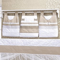 Porta Fraldas Varão Urso Flofi Branco - Bege 3 Peças Porta Fraldas Varão Urso Flofi Branco - Bege 3 Peças
