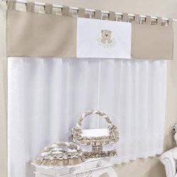 Cortina Quarto de Bebê Urso Flofi Bege 3 Peças Cortina Quarto de Bebê Urso Flofi Bege 3 Peças