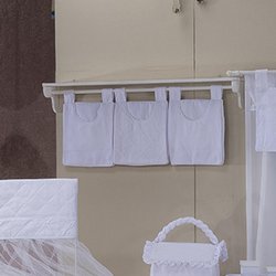Porta Fraldas Para Varão Laços Branco 3 Peças Porta Fraldas Para Varão Laços Branco 3 Peças
