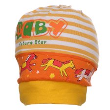 Touca Infantil Amarela Listrada E Estampada Touca Infantil Amarela Listrada E Estampada
