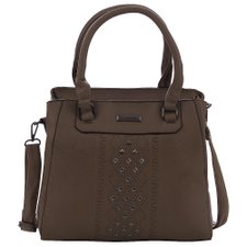 Bolsa Satchel Feminina Em Alto Relevo Com Vazados E Spikes Bolsa Satchel Feminina Em Alto Relevo Com Vazados E Spikes