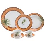 Jogo de Jantar 42 Peças Porcelana Super White Palm 17415 Wolff Jogo de Jantar 42 Peças Porcelana Super White Palm 17415 Wolff