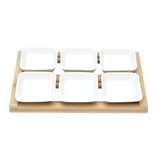 Jogo Petisqueiras 6 Peças Porcelana com Tábua Bambu 34x16x4cm 27571 Bon Gourmet Jogo Petisqueiras 6 Peças Porcelana com Tábua Bambu 34x16x4cm 27571 Bon Gourmet