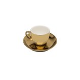 Jogo Xícaras Café Porcelana com Pires 6 Peças Branco e Dourado Versa 90ml 17369 Wolff Jogo Xícaras Café Porcelana com Pires 6 Peças Branco e Dourado Versa 90ml 17369 Wolff