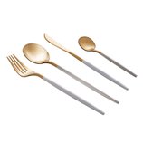 Faqueiro de Inox 24 peças Kyoto Dourado Off White 71573 Wolff Faqueiro de Inox 24 peças Kyoto Dourado Off White 71573 Wolff