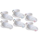 Jogo Xícaras Café Porcelana 6 Peças Flower Desing Plate Colorido 90ml 35468 Wolff Jogo Xícaras Café Porcelana 6 Peças Flower Desing Plate Colorido 90ml 35468 Wolff