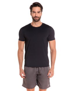 Camiseta básica com recorte na manga dry fit preto Camiseta básica com recorte na manga dry fit preto
