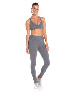 Calça legging básica com cós anatômico suplex cinza mescla Calça legging básica com cós anatômico suplex cinza mescla