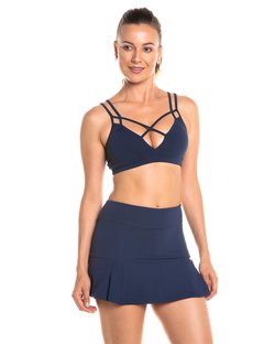 Top fitness strappy bra, alças finas e bojo removível azul marinho Top fitness strappy bra, alças finas e bojo removível azul marinho