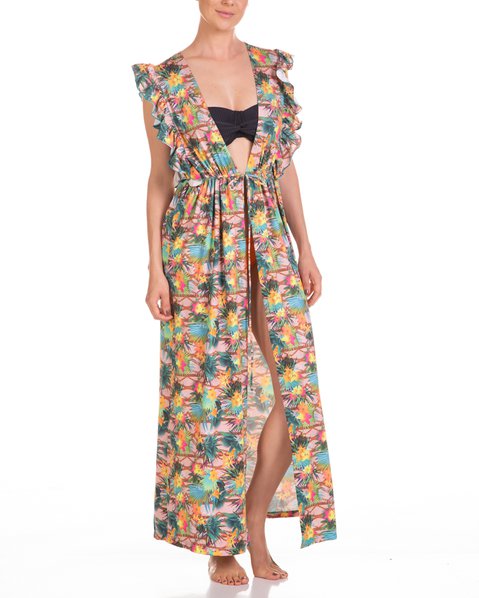 Sa Da De Praia Aberta E Longa Estampa Floral Nude Guaili Roupas De