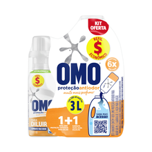 Kit Lava Roupa Líquido Omo Proteção Antiodor Refil 500ml + Garrafa Para Diluir Kit Lava Roupa Líquido Omo Proteção Antiodor Refil 500ml + Garrafa Para Diluir