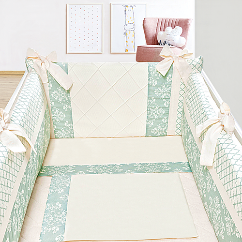 Kit Mini Berço 7 Peças Doce Encanto Floral Verde Kit Mini Berço 7 Peças Doce Encanto Floral Verde