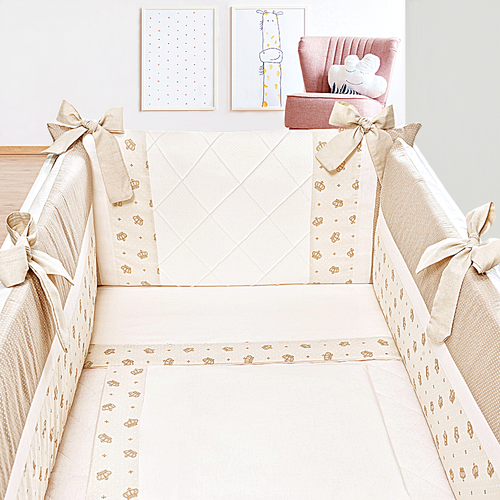Kit Mini Berço 7 Peças Doce Encanto Coroa Caqui Kit Mini Berço 7 Peças Doce Encanto Coroa Caqui