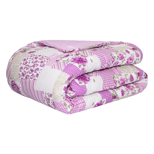 Edredom para Cama de Solteiro Dupla Face Estampado Patchwork Rosa Edredom para Cama de Solteiro Dupla Face Estampado Patchwork Rosa