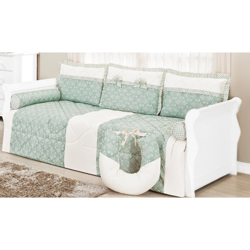 Kit Bicama 6 Peças Princesa Floral Verde Kit Bicama 6 Peças Princesa Floral Verde
