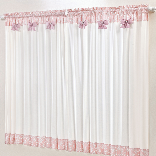 Cortina para Quarto de Bebê Coleção Fofinho Floral Rosa Antigo 2,00m Cortina para Quarto de Bebê Coleção Fofinho Floral Rosa Antigo 2,00m
