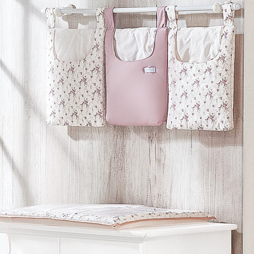 Porta Fraldas para Varão Princesa Floral Rosê 3 Peças Porta Fraldas para Varão Princesa Floral Rosê 3 Peças