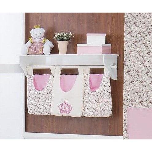 Porta Fraldas para Varão Imperial Palha e Rosa 3 Peças Porta Fraldas para Varão Imperial Palha e Rosa 3 Peças