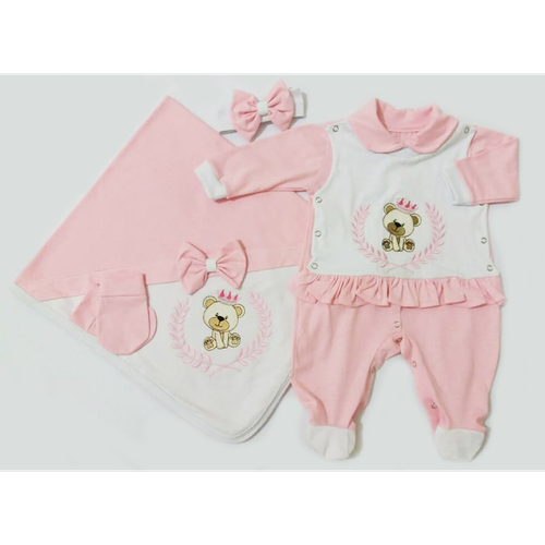 Saída Maternidade Ursa Princesa Rosa 4 Peças Tamanho P (0 - 3 meses) Saída Maternidade Ursa Princesa Rosa 4 Peças Tamanho P (0 - 3 meses)