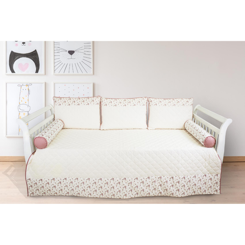 Kit Bicama 6 Peças Floral Rosê Kit Bicama 6 Peças Floral Rosê