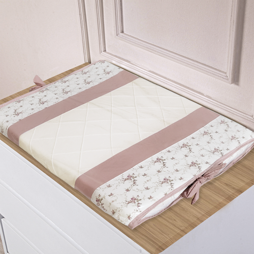 Trocador de Fraldas para Bebê Floral Rosê e Palha Trocador de Fraldas para Bebê Floral Rosê e Palha